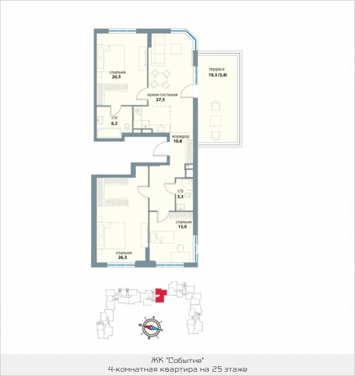 Студия 113.4 м²